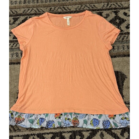Women’s L Large Peach Matilda Jane Run The World Shirt top the Adventure Begins - Picture 1 of 2